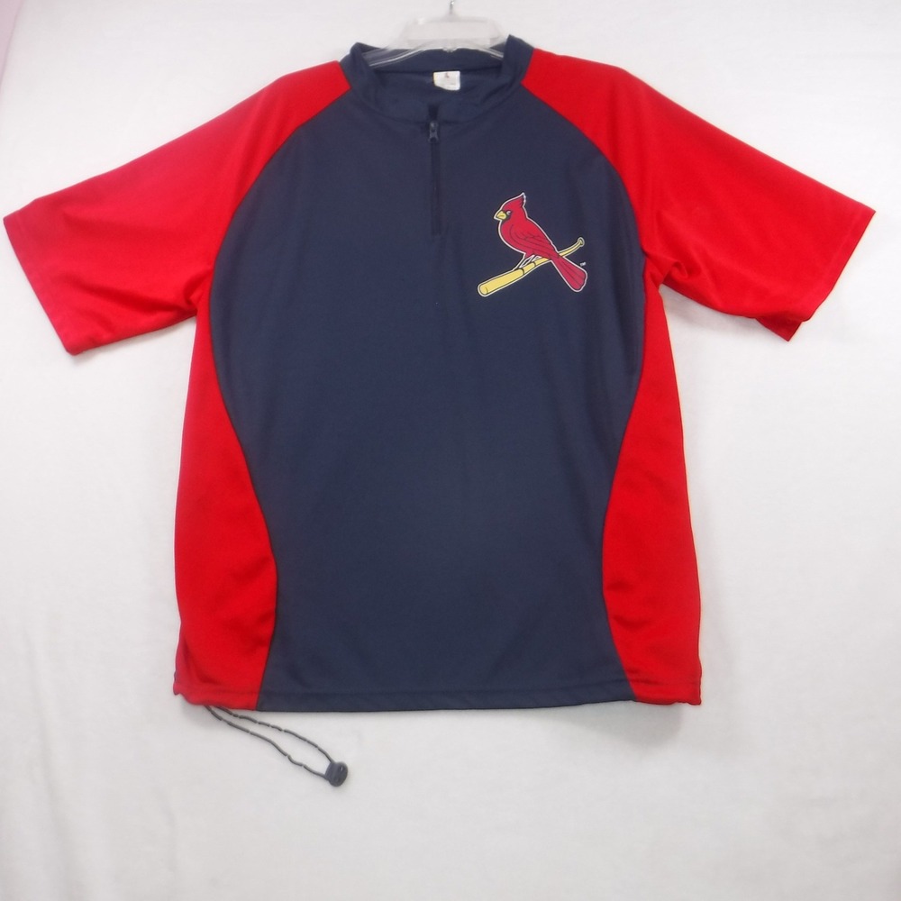 St Louis Cardinals MLB Quarter Zip Short Sleeve Windbreaker Navy‎ Red XL